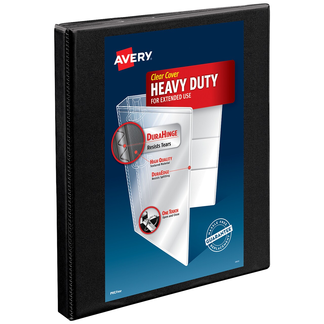 Avery Nonstick Heavy-Duty View 3 Ring Binder, 0.5" Slant Rings, 1 Black Binder (05233)